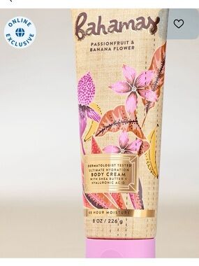 Bath & Body Works Bahamay Passionfruit & Banana Flower Body Cream - Pink & Gold